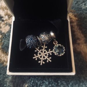 Authentic Pandora Winter Snowflake Blue Charm Set